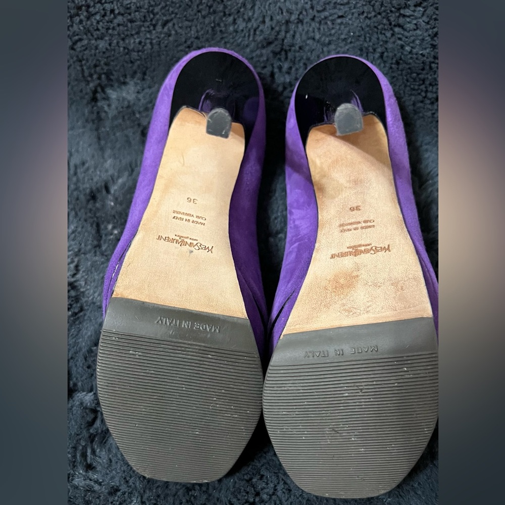 Kid Scamosciato Tribute 105 Platform Mary Jane Peep Toe Pumps 36 Viola - Picture 5 of 11